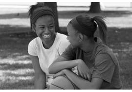 Teenage Girls Talking Outside 