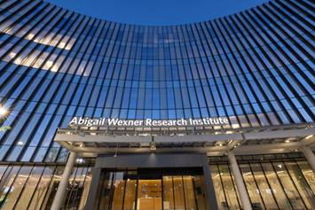 An exterior shot of a building at the Abigail Wexner Research Institute at Nationwide Children's Hospital.